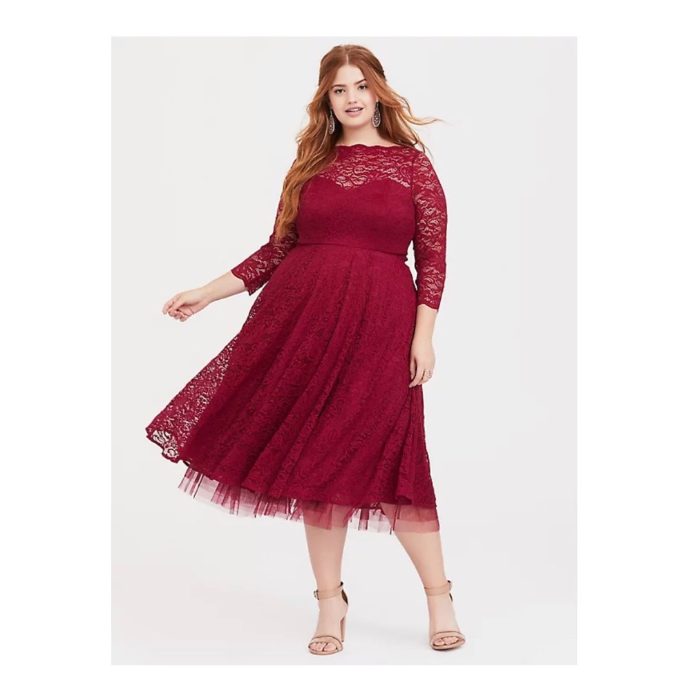 Torrid Red Lace Midi Dress